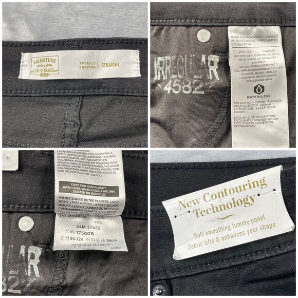 Levi Strauss Signature Gold Jeans Plus 24 Black Slimming Straight - Picture 4 of 5